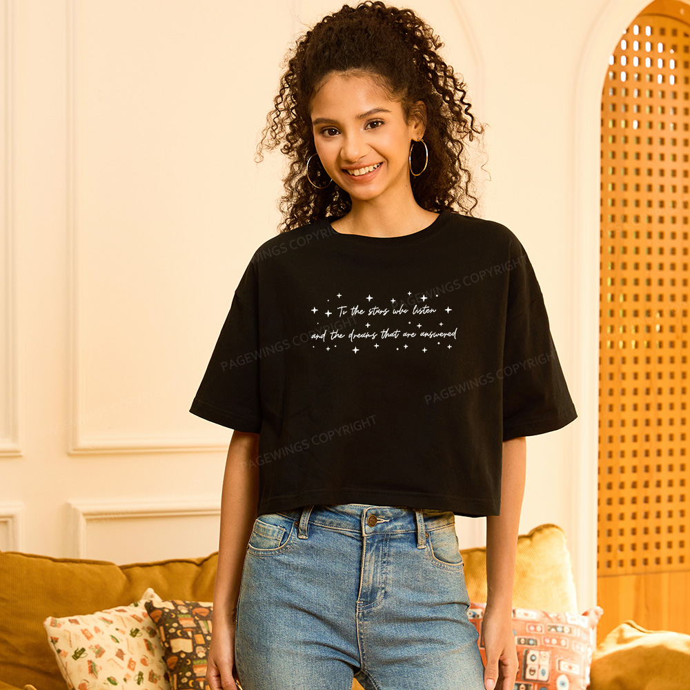 Pagewings To the Stars Who Listen Women Crop Tops