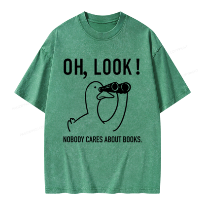 Pagewings Nobody Cares About Books Unisex Washed T-shirt
