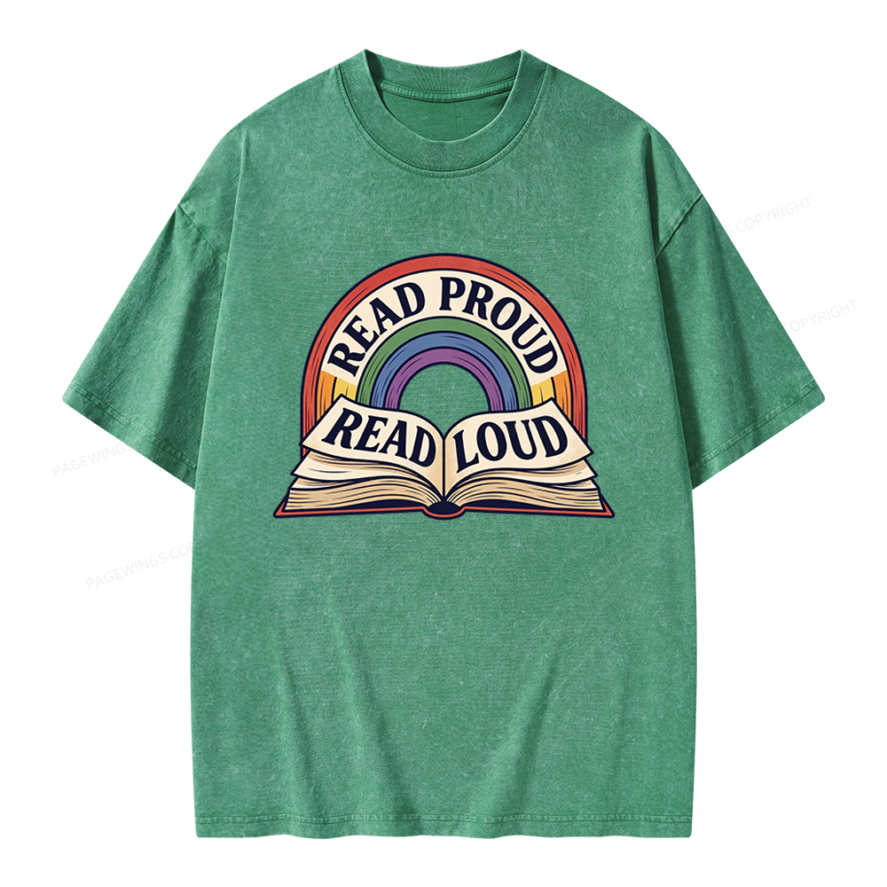 Pagewings Read Proud Read Loud Unisex Washed T-shirt