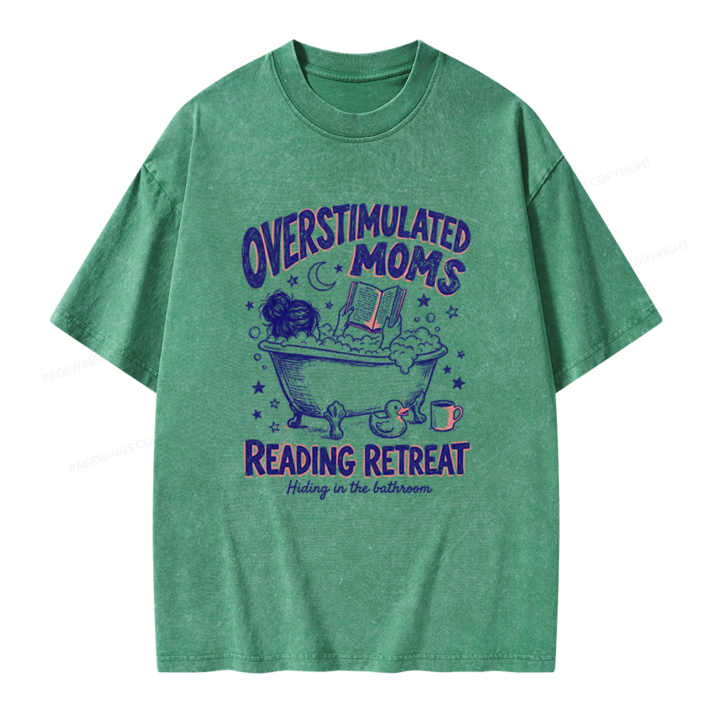 Pagewings Overstimulated Moms Reading Retreat Unisex Washed T-shirt