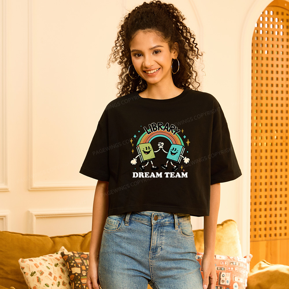 Pagewings Library Dream Team Funny Women Crop Tops