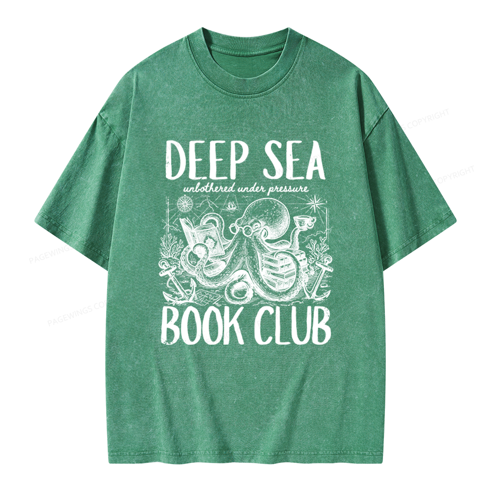 Pagewings Deep Sea Book Club Unisex Washed T-shirt