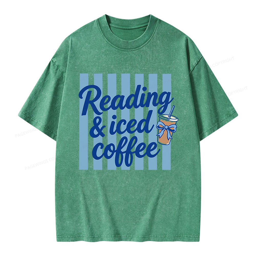 Pagewings Reading And Iced Coffee Unisex Washed T-shirt