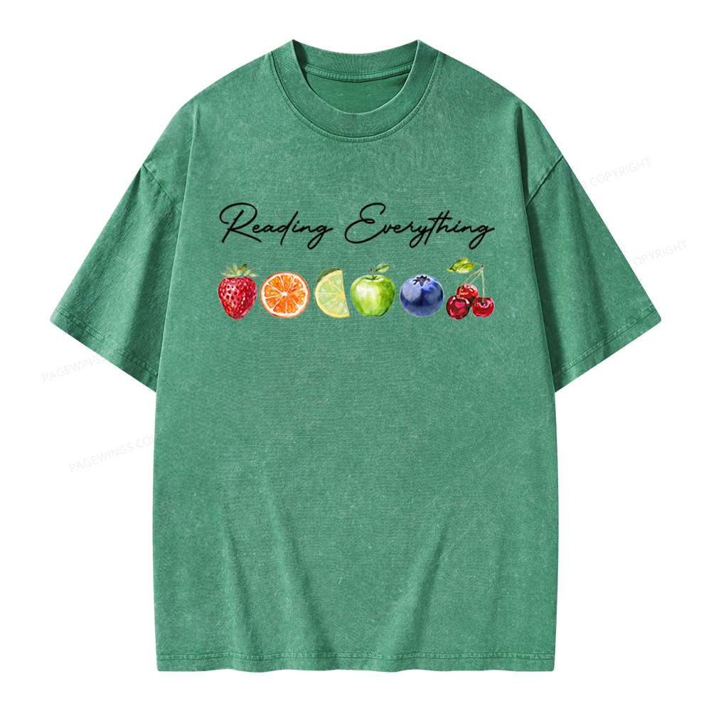 Pagewings Reading Everything Unisex Washed T-shirt