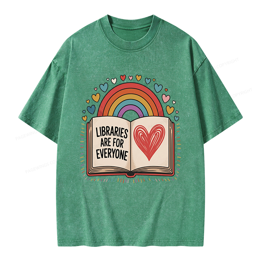 Pagewings Libraries Are For Everyone Unisex Washed T-shirt