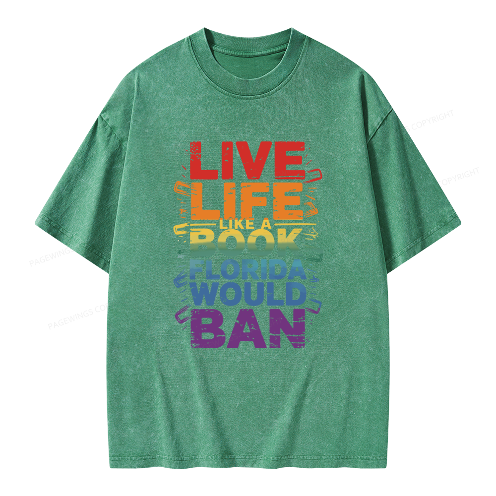 Pagewings Live Life Like A Book Unisex Washed T-shirt