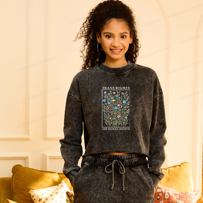 Pagewings Literacy And Justice For All Washed Crop Sweatshirt