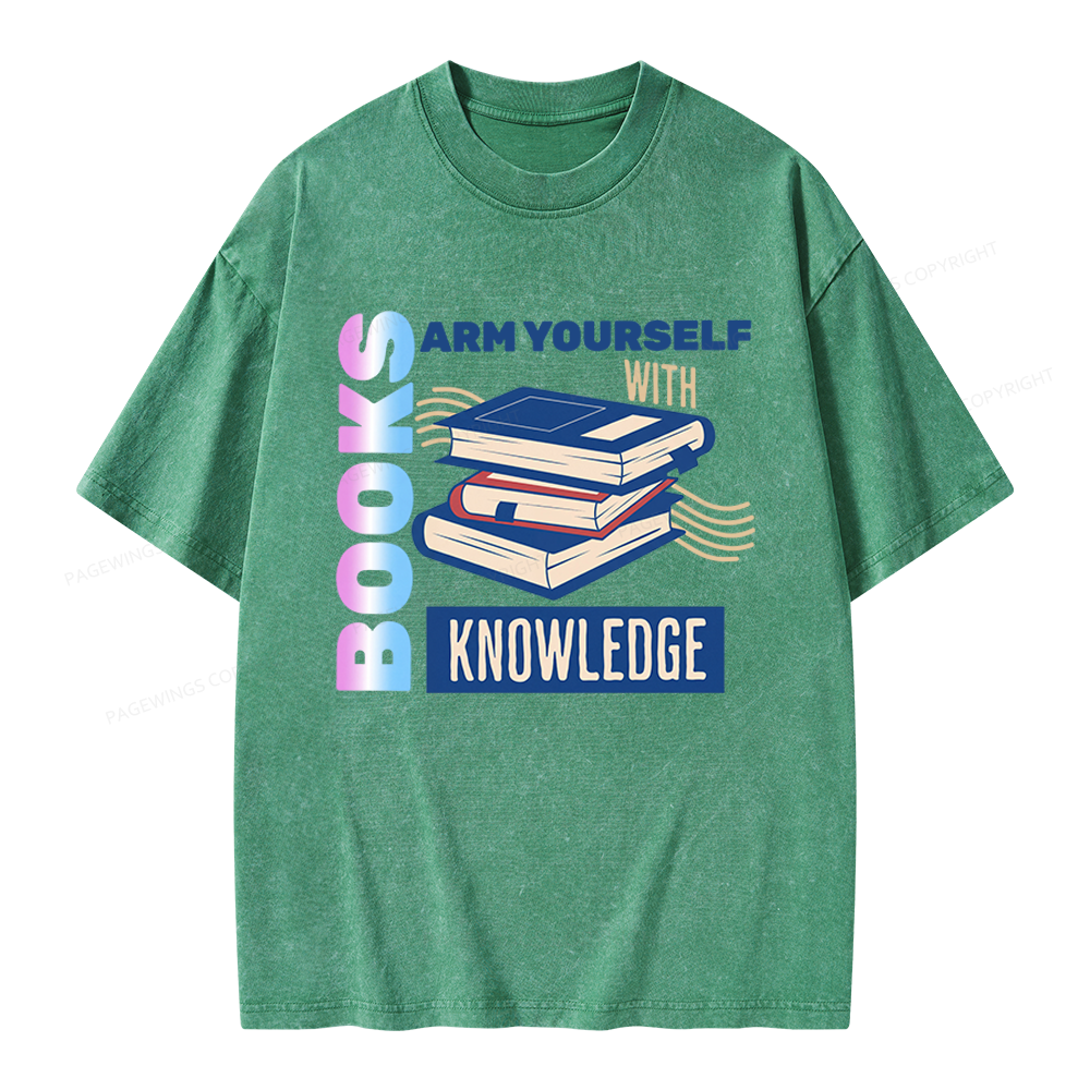 Pagewings Arm Yourself With Knowledge Unisex Washed T-shirt