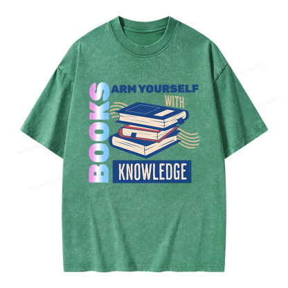 Pagewings Arm Yourself With Knowledge Unisex Washed T-shirt