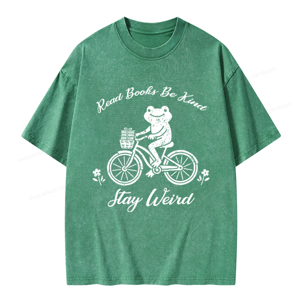 Pagewings Read Books Be Kind Stay Weird Unisex Washed T-shirt