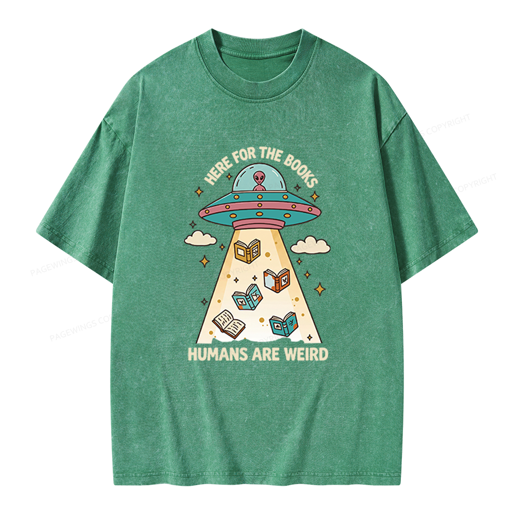 Pagewings Here For The Books Unisex Washed T-shirt