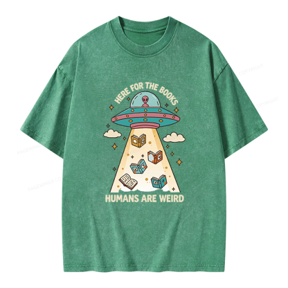Pagewings Here For The Books Unisex Washed T-shirt