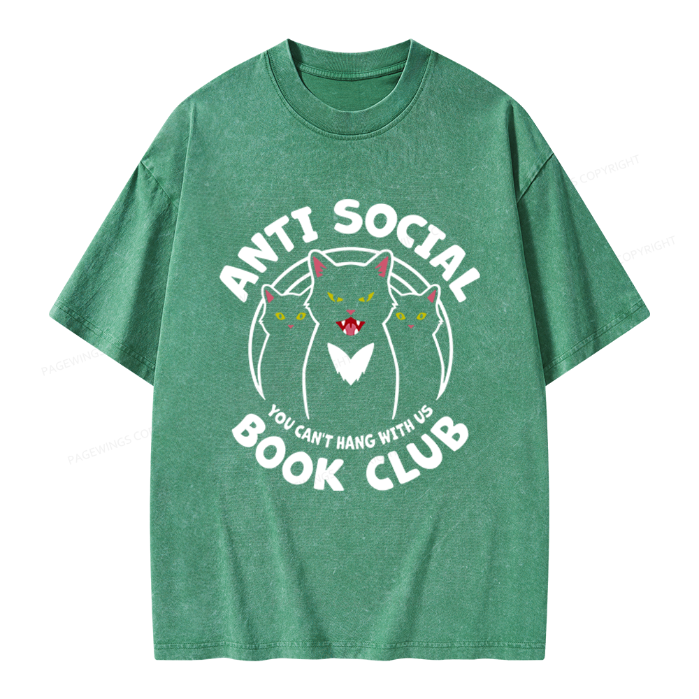 Pagewings Anti Social Book Club Unisex Washed T-shirt