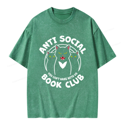 Pagewings Anti Social Book Club Unisex Washed T-shirt