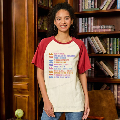 Pagewings Big Fan of Human Rights Raglan T-shirt
