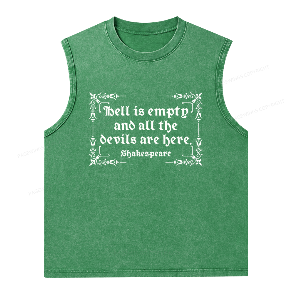 Pagewings Hell Is Empty Unisex Washed Tank Top