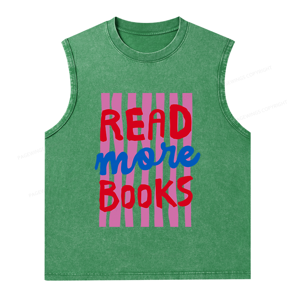 Pagewings Read More Books Unisex Washed Tank Top