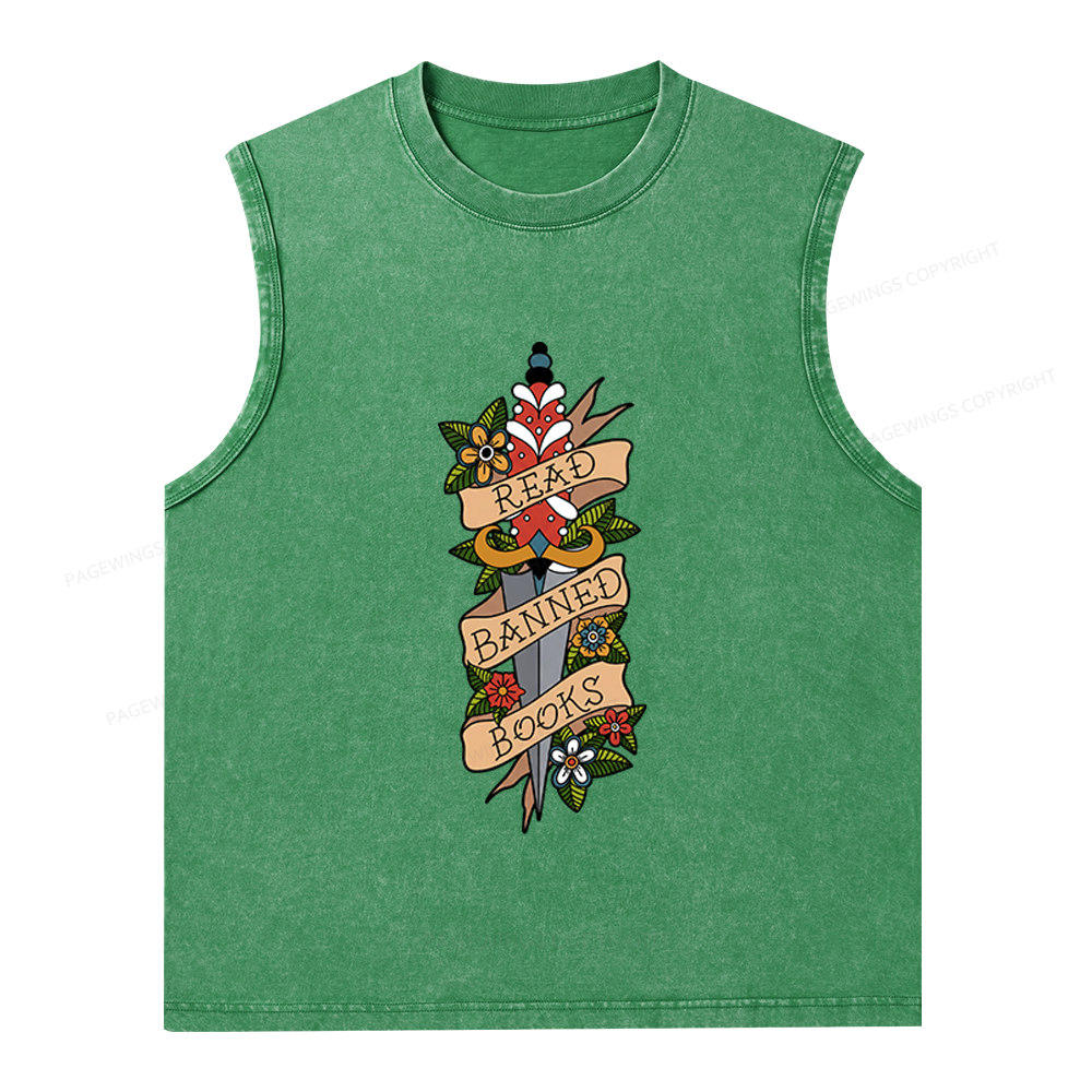 Pagewings Banned Books Unisex Washed Tank Top