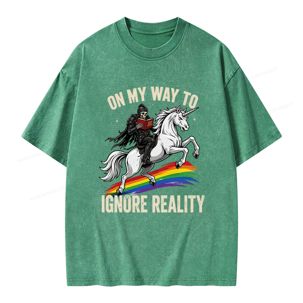 Pagewings On My Way To Ignore Reality Unisex Washed T-shirt