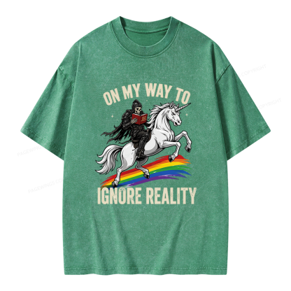 Pagewings On My Way To Ignore Reality Unisex Washed T-shirt