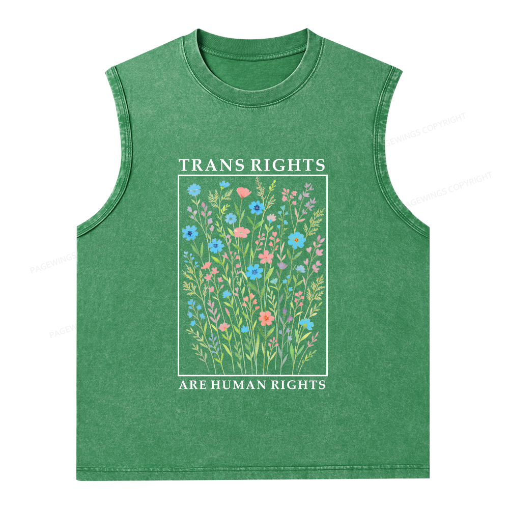Pagewings Trans Rights Are Human Rights Unisex Washed Tank Top