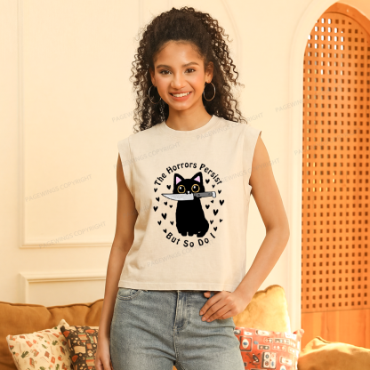 Pagewings The Horrors Persist But So Do I Women's Washed Tank Top