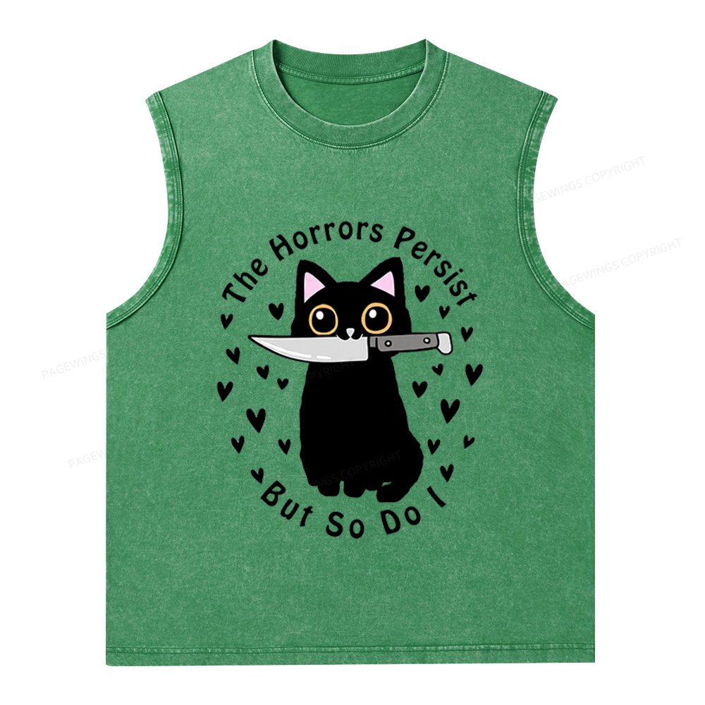 Pagewings The Horrors Persist But So Do I Unisex Washed Tank Top