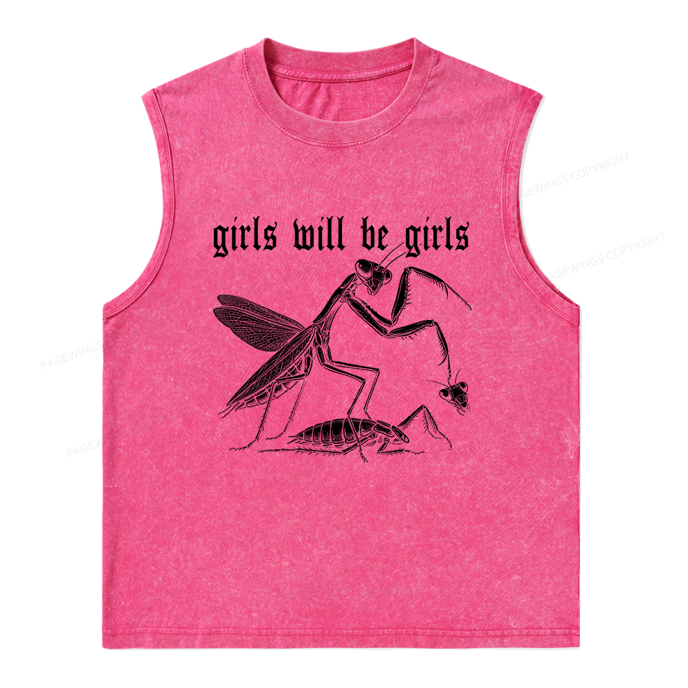 Pagewings Girls Will Be Girls Unisex Washed Tank Top