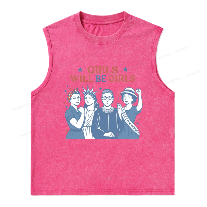 Pagewings Girls Will Be Girls Unisex Washed Tank Top