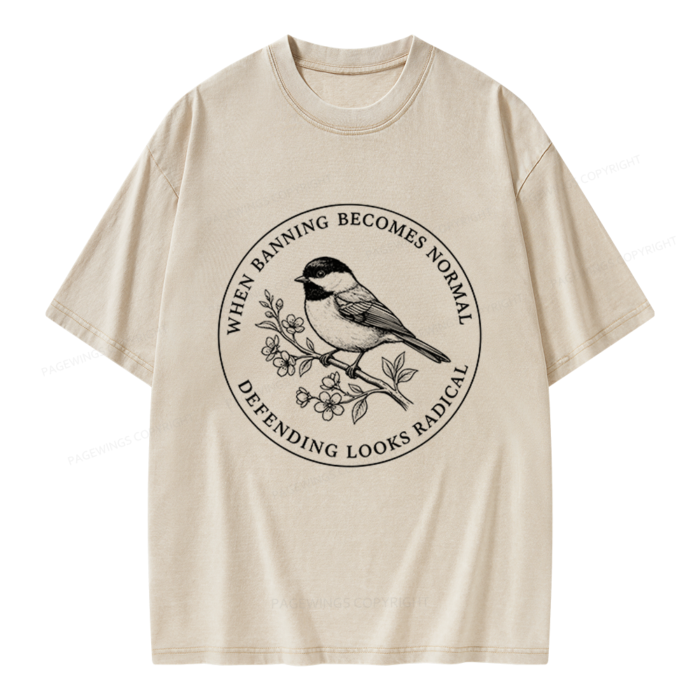 Pagewings Banned Books Unisex Washed T-shirt