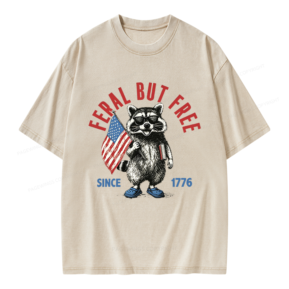 Pagewings Feral But Free Unisex Washed T-shirt