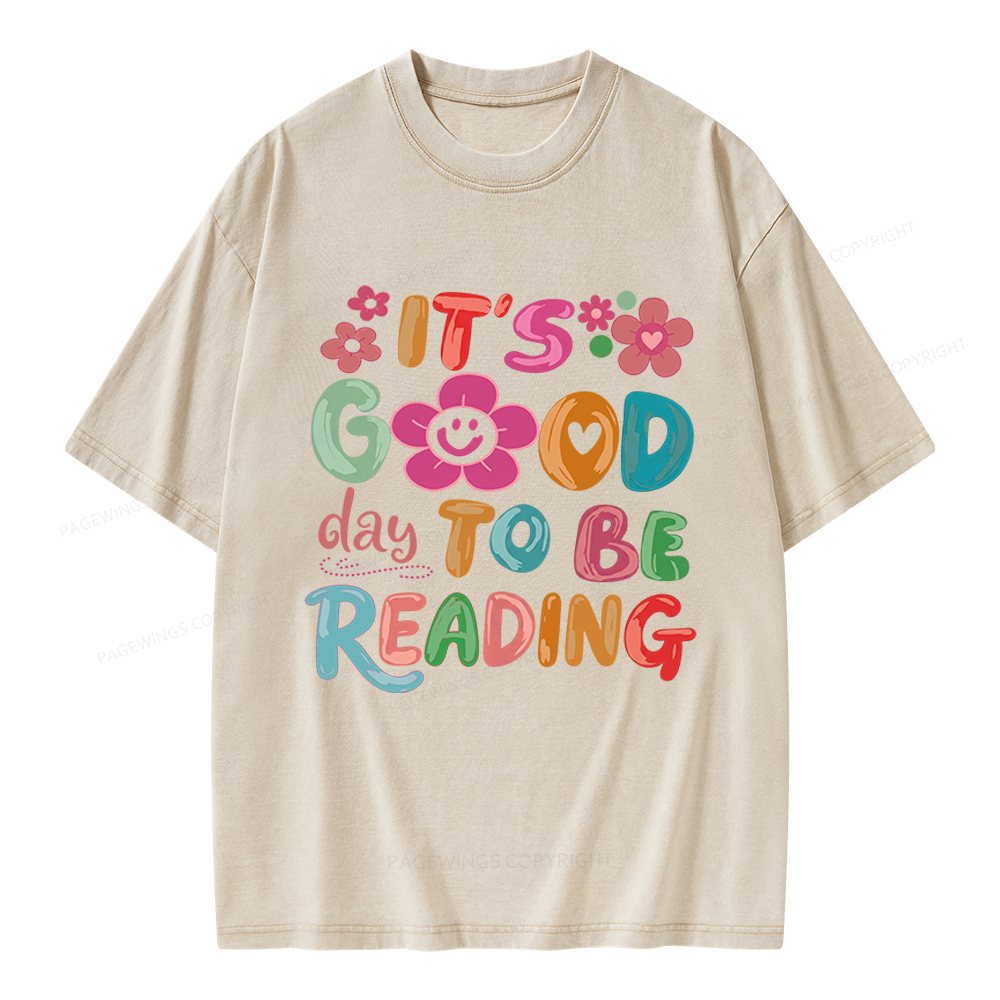 Pagewings It's a Good Day To Be Reading Unisex Washed T-shirt