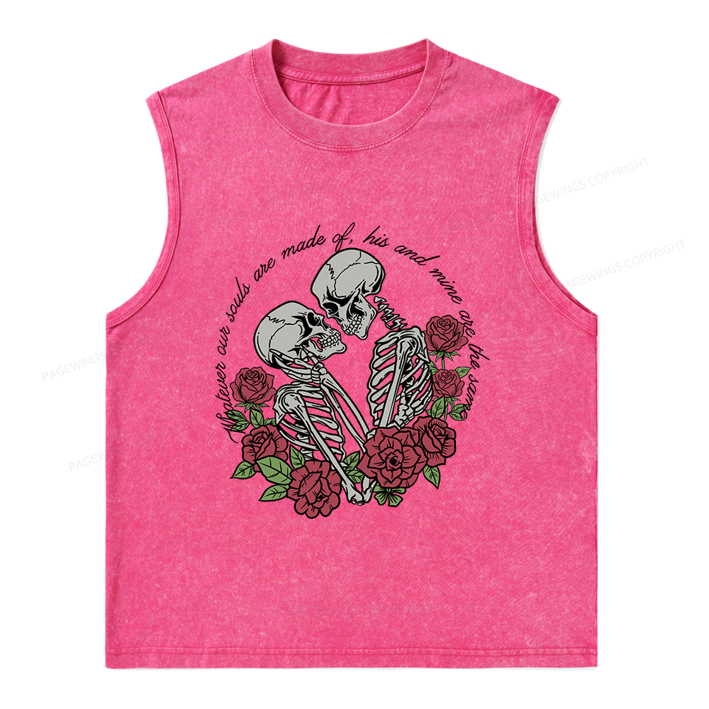 Pagewings Gothic Romance Skeleton Lovers Unisex Washed Tank Top