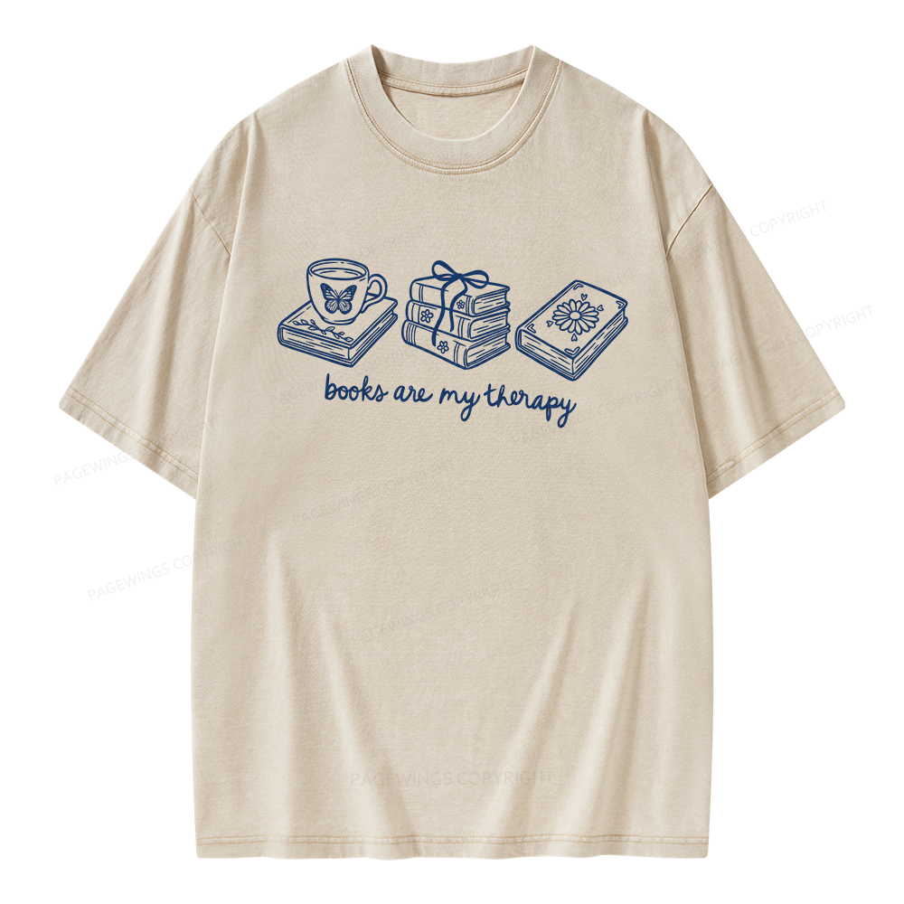 Pagewings Books Are My Therapy Unisex Washed T-shirt