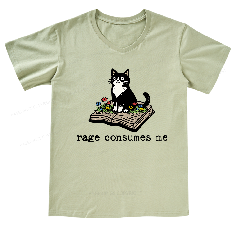 Pagewings Rage Consumes Me V-neck T-shirt