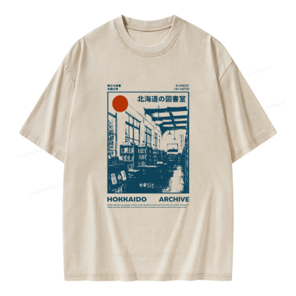 Pagewings Japanese Library Unisex Washed T-shirt