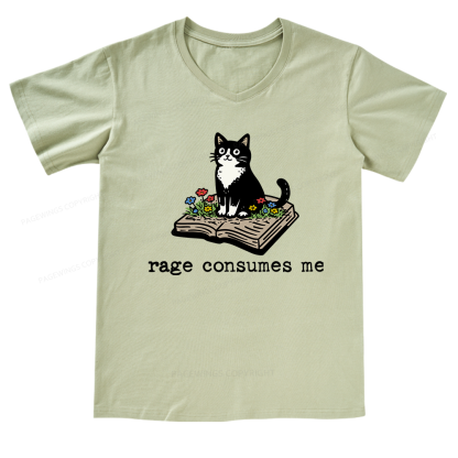 Pagewings Rage Consumes Me V-neck T-shirt