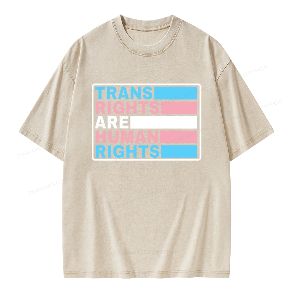 Pagewings Trans Rights Are Human Rights Unisex Washed T-shirt