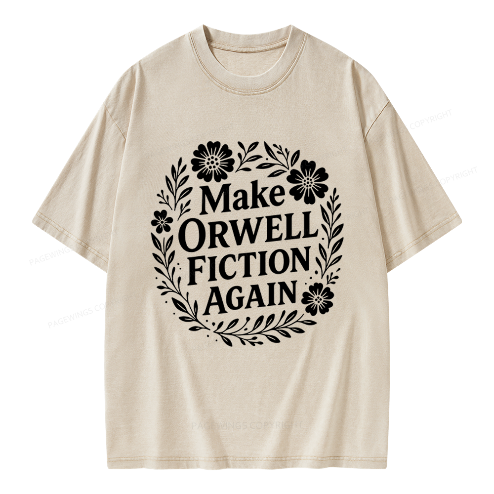 Pagewings Make Orwell Fiction Again Unisex Washed T-shirt