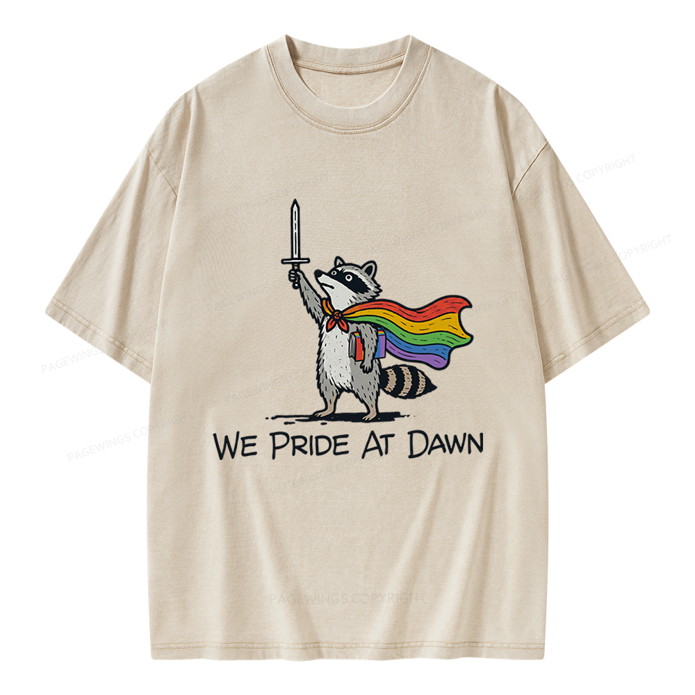 Pagewings We Pride At Dawn Unisex Washed T-shirt