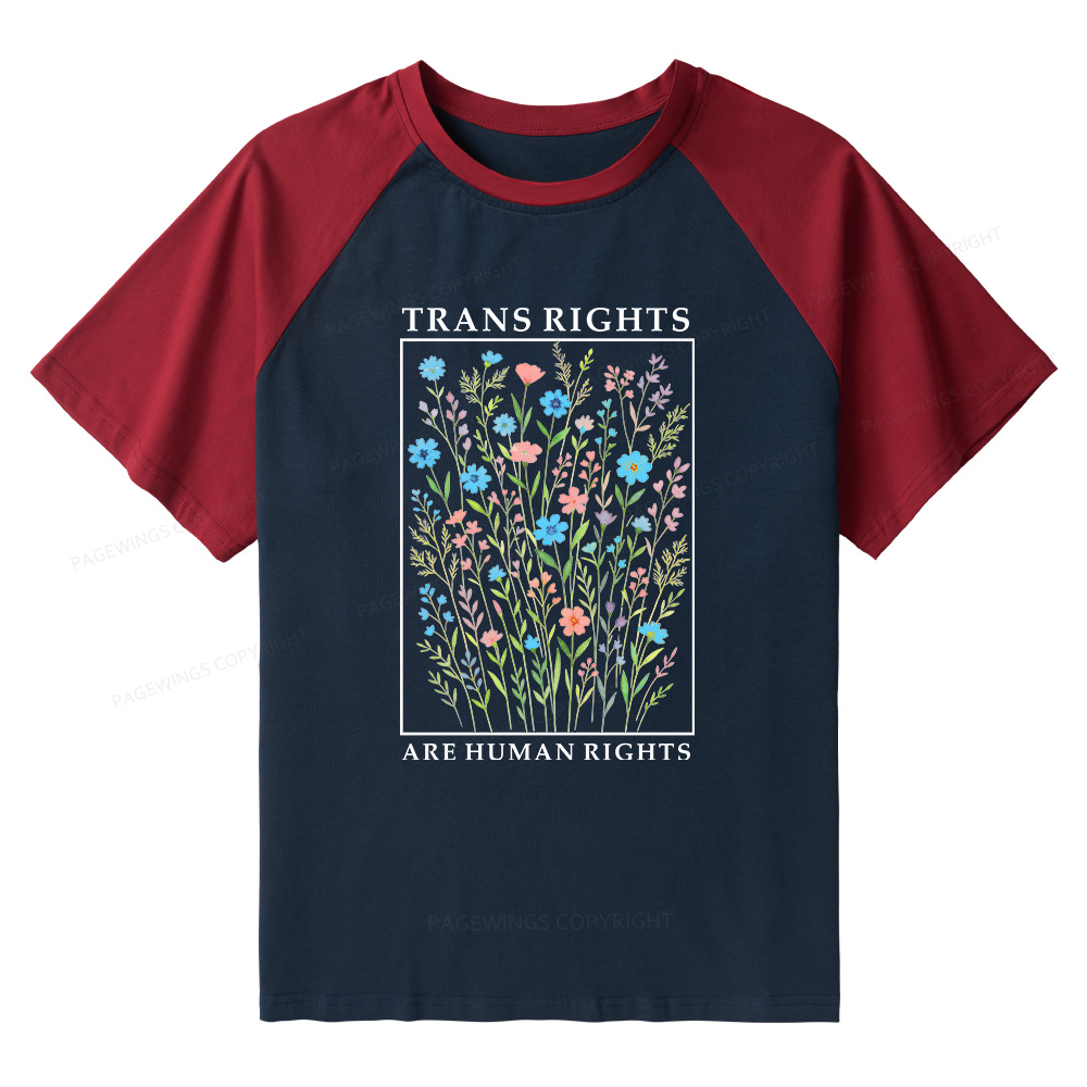 Pagewings Trans Rights Are Human Rights Raglan T-shirt