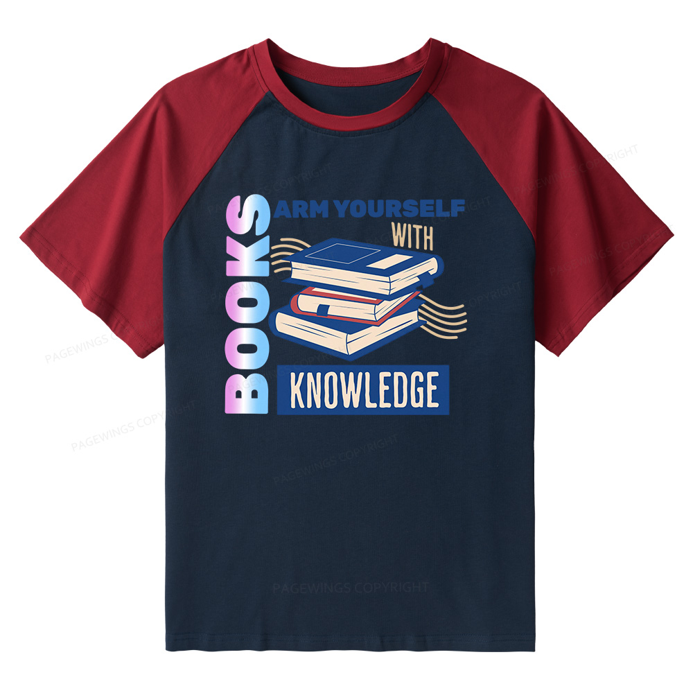 Pagewings Arm Yourself With Knowledge Raglan T-shirt