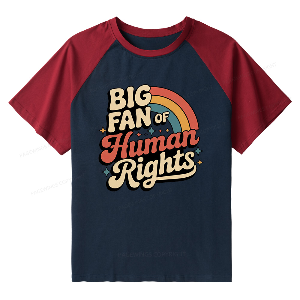 Pagewings Big Fan of Human Rights Raglan T-shirt