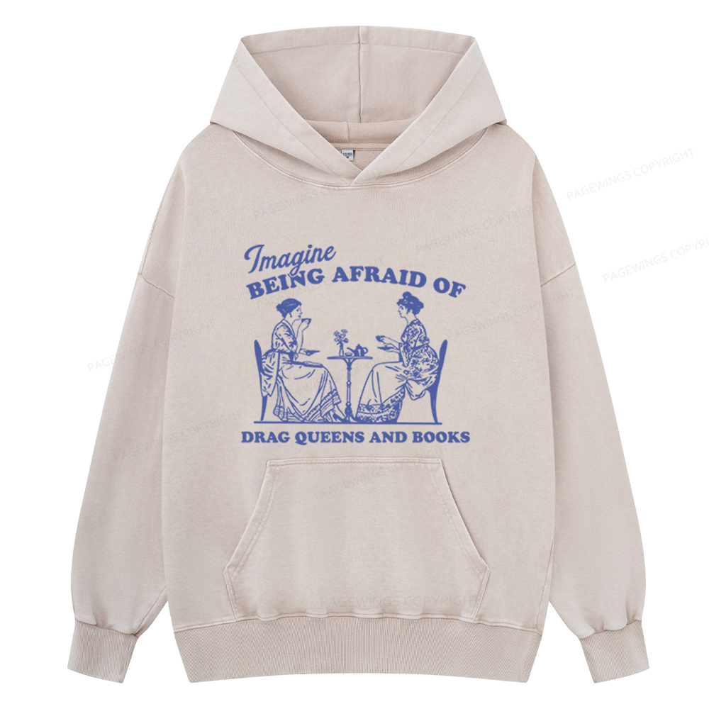 Pagewings Drag Queens Unisex Washed Hoodie