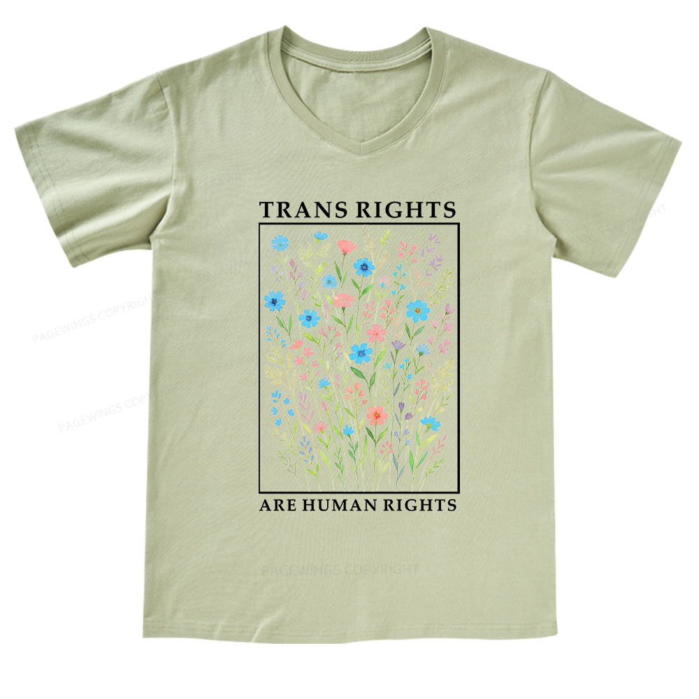 Pagewings Trans Rights Are Human Rights V-neck T-shirt