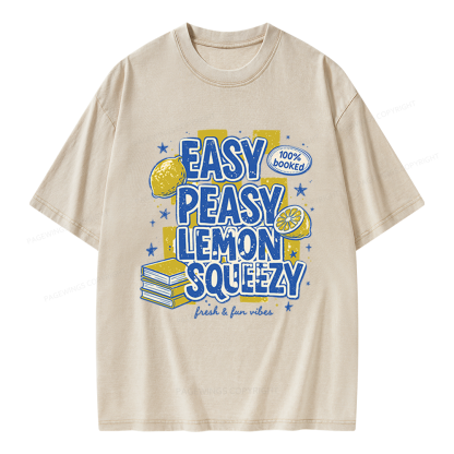 Pagewings Easy Peasy Lemon Squeezy Unisex Washed T-shirt