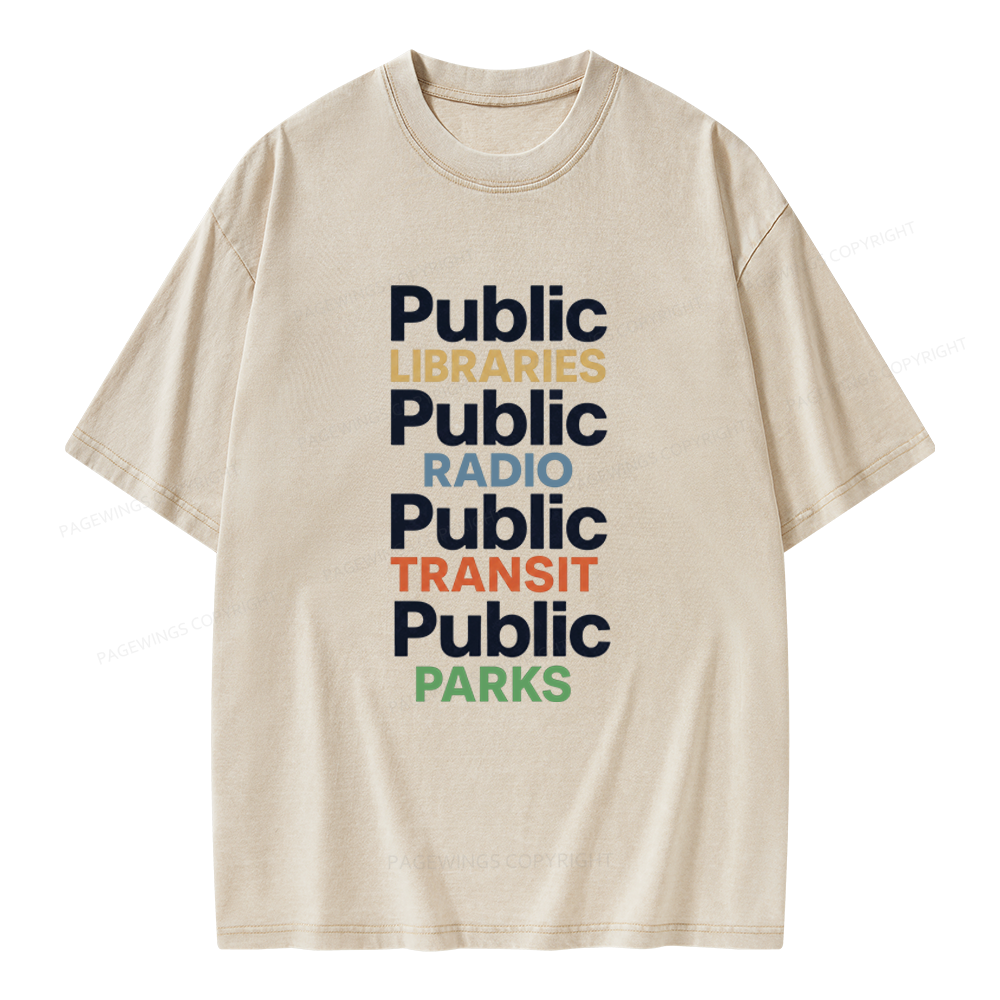 Pagewings Public Libraries Unisex Washed T-shirt