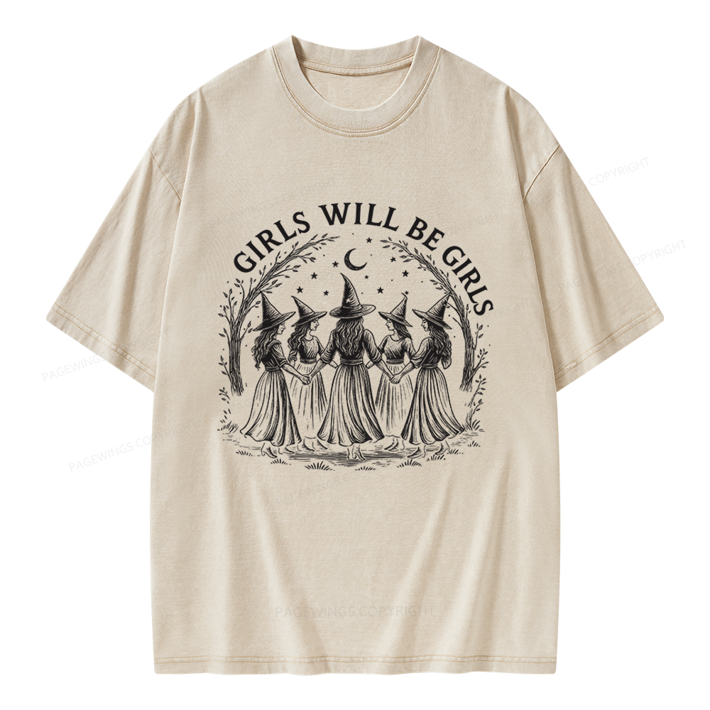 Pagewings Girls Will Be Girls Unisex Washed T-shirt