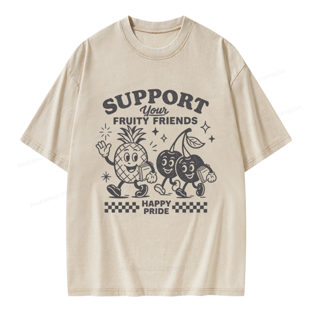 Pagewings Fruity Friends Unisex Washed T-shirt