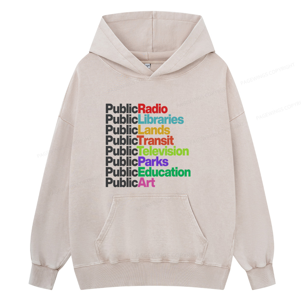 Pagewings Public Libraries Unisex Washed Hoodie